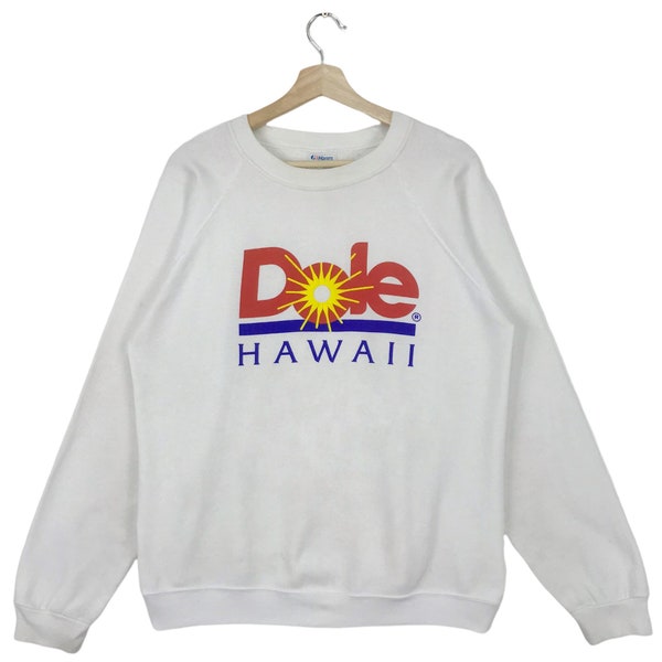 RARE !! Vintage 80’s Dole Hawaii Sweatshirt Spell Out Big Logo Hawaii/Honolulu Wahiawa Pullover Jumper Size Medium Made in USA