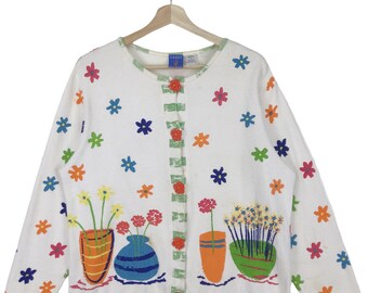 Vintage 90s Art Flower Sweater Spell 