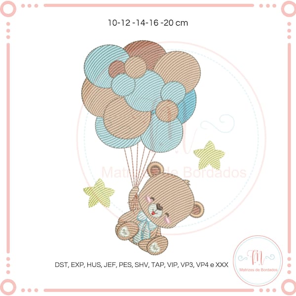 Bears with embroidery design balloons, bear drawing machine, bear with balloons, download file snapshot, bear