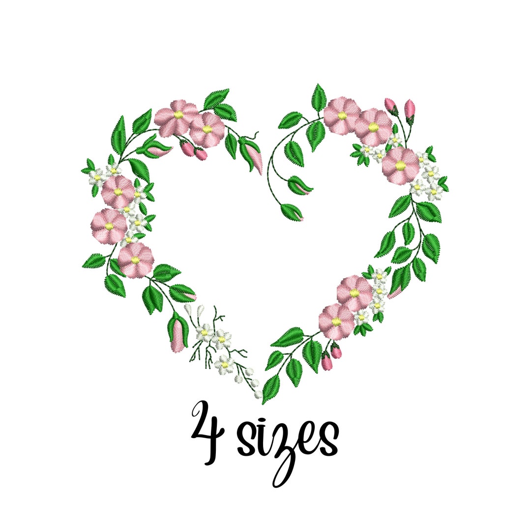Floral Heart Frame Embroidery Designs, Frame Embroidery Design Machine ...