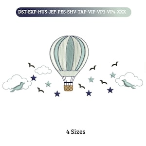 Balloon Cloud embroidery design, baby embroidery design machine, newborn embroidery pattern, file instant download, Kids embroidery design