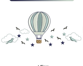 Ballon-Wolke-Stickerei-Design, Baby-Stickerei-Design-Maschine, Neugeborene-Stickmuster, Datei sofortigen Download, Kinder-Stickerei-Design