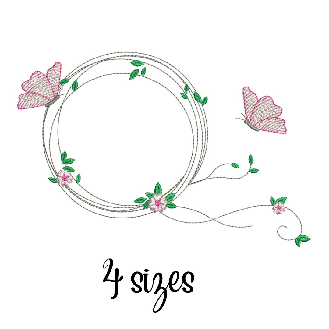 Butterfly Frame Embroidery Design, Floral Embroidery Design Machine ...