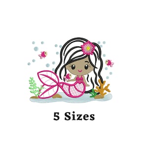 Mermaid applique embroidery design, embroidery design machine for girls, baby embroidery, file instant download