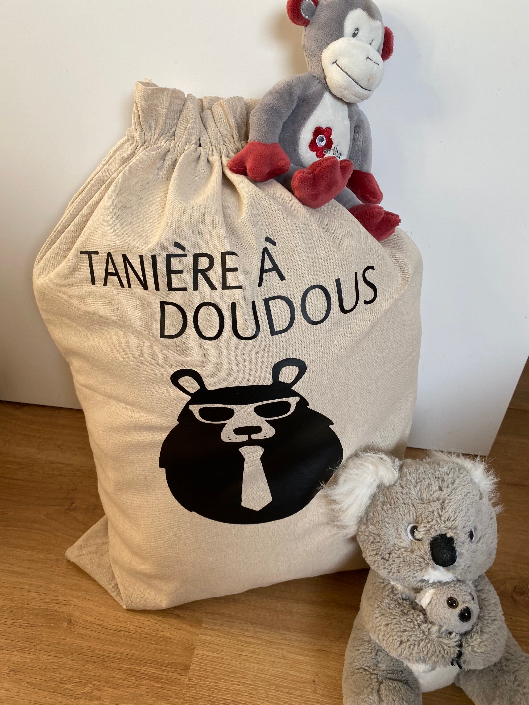 Sac en Lin Naturel 55 X 75 cm Idéal Rangement Jouets, Peluches, Doudous
