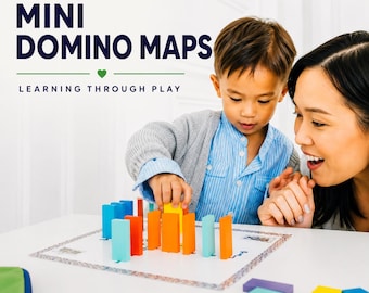 Mini Domino Maps for Kids | Fine Motor Toy, STEM Activity, Wooden Domino Set, Learning Through Play