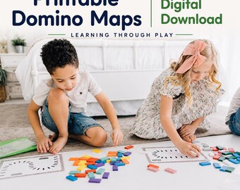 Printable Domino Maps for Kids | Fine Motor & STEM Activity | Math Manipulatives | Learning Through Play | Digital Download