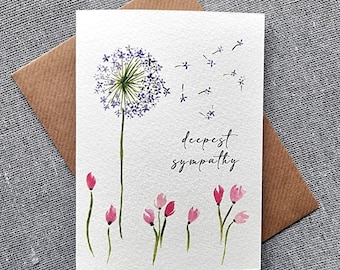 Sympathy Card | Handmade Watercolour card | Dandelion |  condolences | bereavement card | thinking of you | support | loss