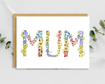 Floral Mother's Day Card for Mum, Grandma, Daughter, Nan | Flowers | Handmade watercolour | Nature Garden lover