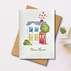 Personalisierte New Home Karte | Handgemachte Aquarell Karte | Bewegte Karte | neues Haus | Einweihungsgeschenk