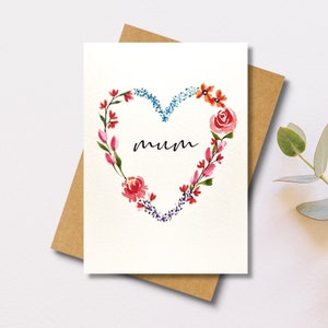 Personalisierbare Karte für Mama, Oma, Nan, Mama | Blumenkranz | Handgemachtes Aquarell