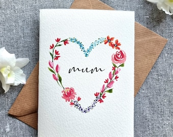Personalised Mother's Day Card | Best Mum | I love you mom | floral, watercolour, pink roses, flowers, mummy, mommy, maman, muttertag