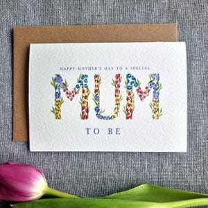 Cartão floral para o Dia das Mães para a futura mamãe, personalizado, aquarela, feito à mão, floral | buquê de flores
