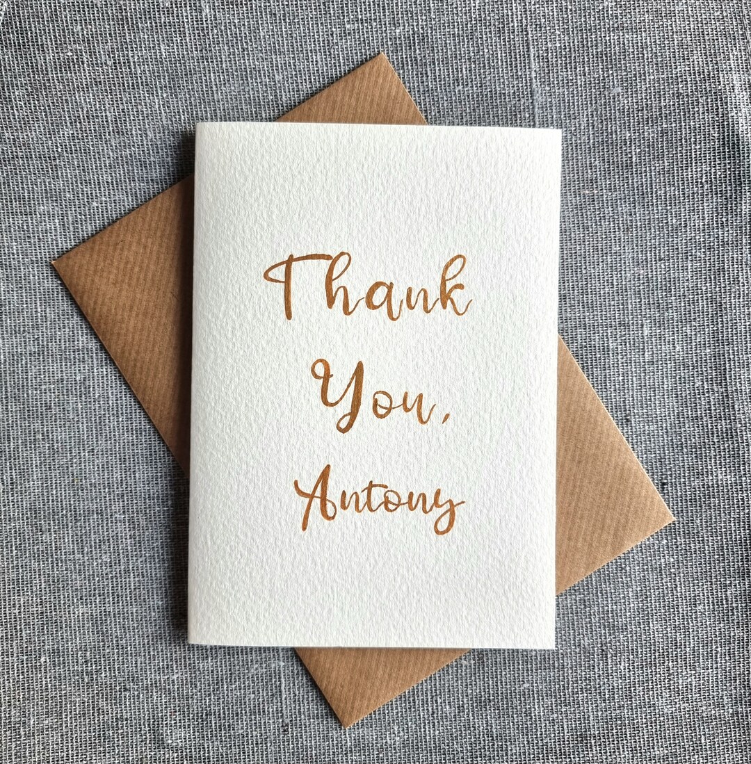 Personalised Thank You Card | Add a Name |original Hand Painted | Gold ...