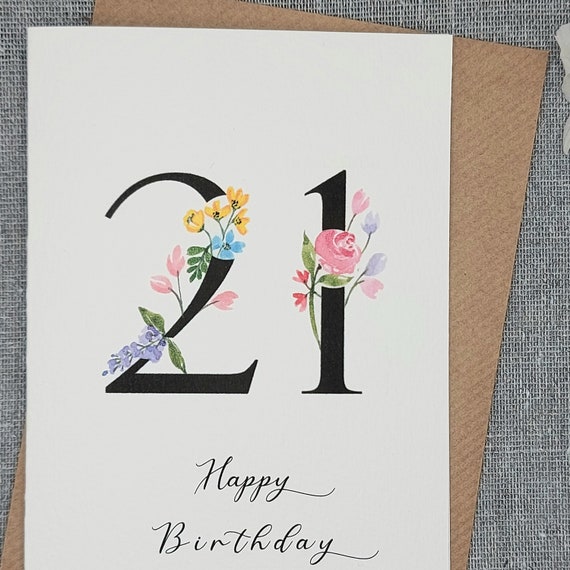 Biglietto Auguri 21° Compleanno Per Nipote - Formato Grande Con 8 Pagine, Motivo Floreale Rosa