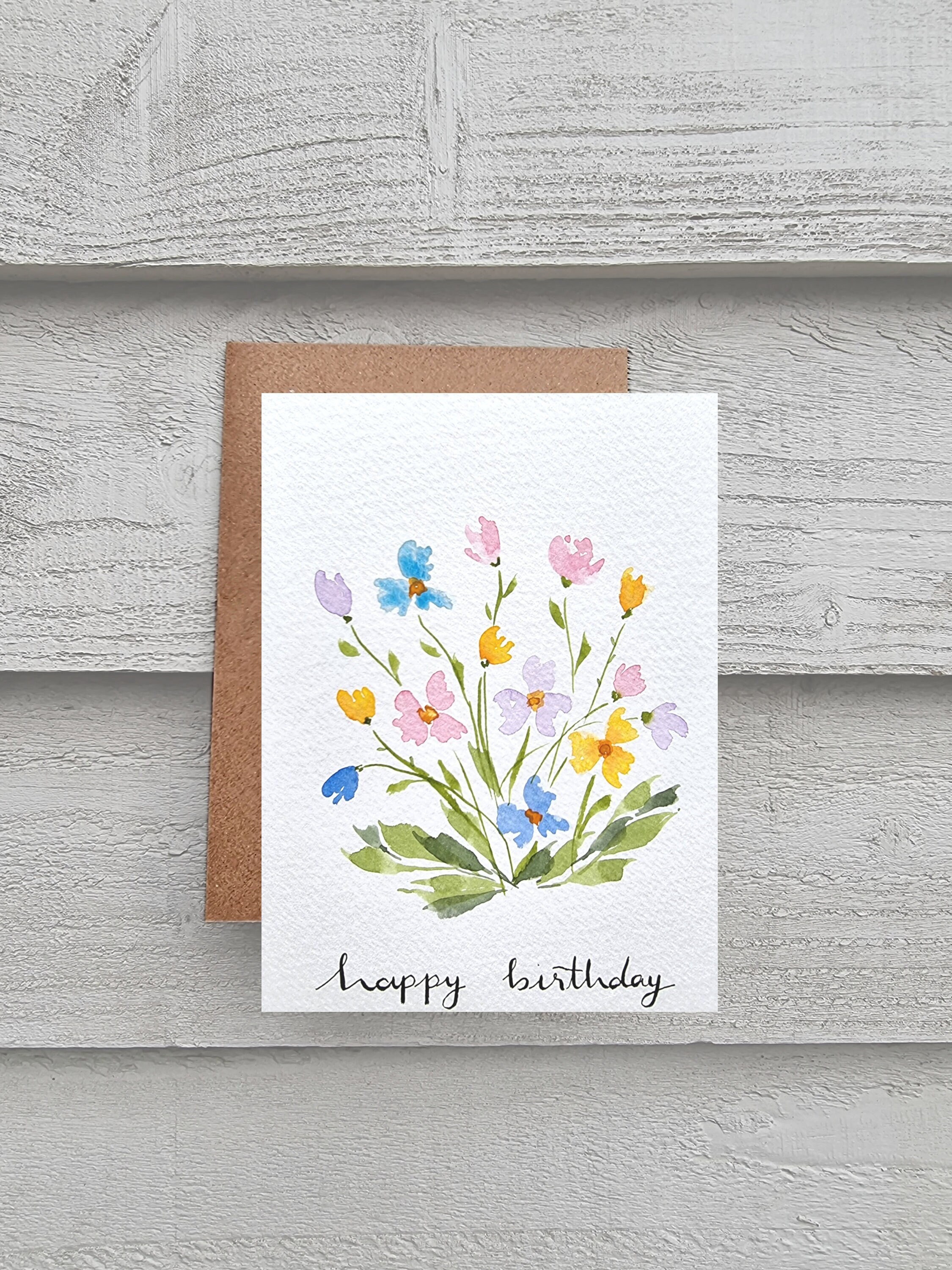 Wildflowers Birthday Card Personalised Text Handmade Etsy UK