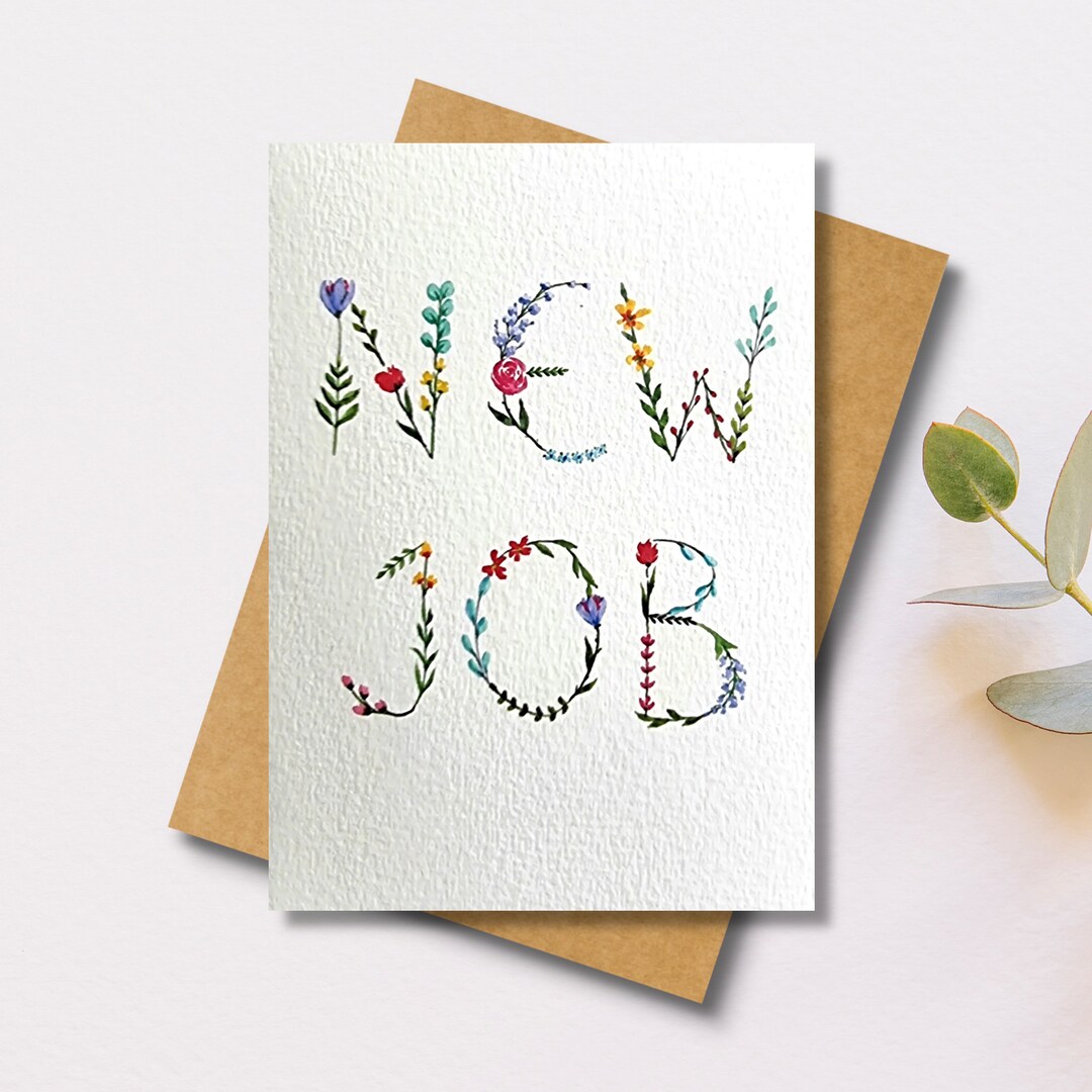 Personalized New Job Card | Floral Watercolour Design - Etsy