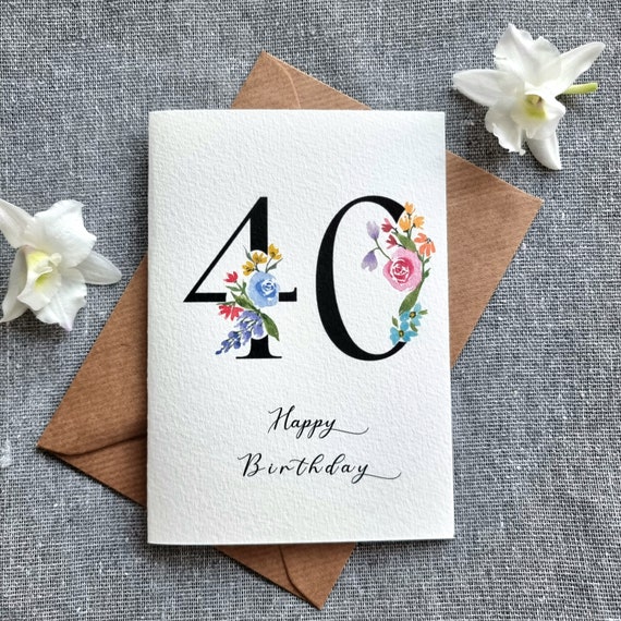 Hallmark Biglietto Di Auguri Per 40° Compleanno - Cartolina Elegante Con Righe Increspate E Dettagli In Oro, Riciclabile, 19,8x19,8 Cm