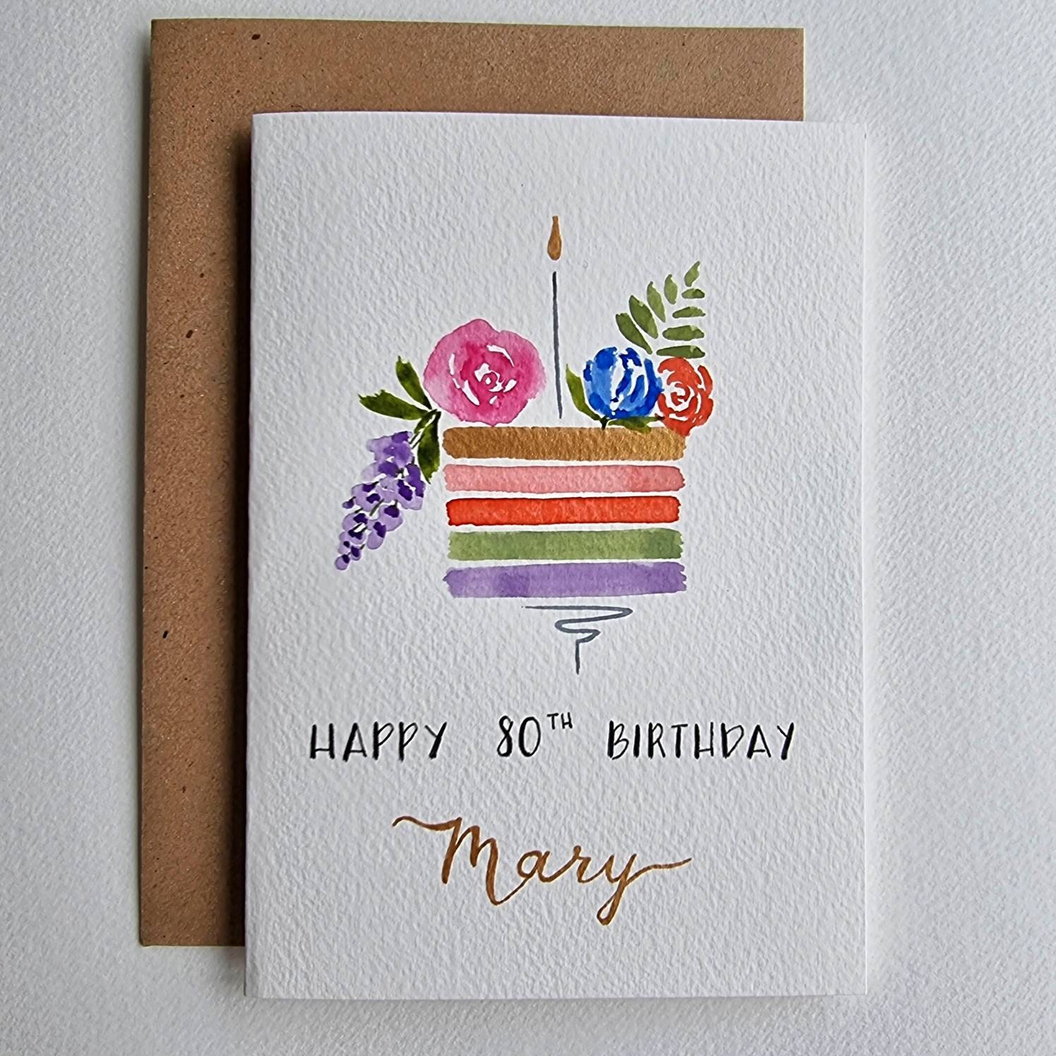 Original Hand Painted Birthday Card Free Personalised Text / Etsy UK