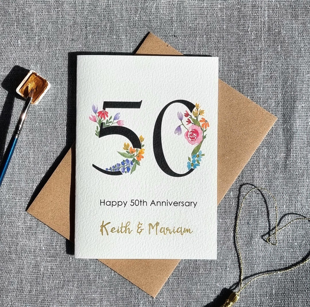 Biglietto d'auguri per le nozze d'oro - Biglietto d'auguri per il 50° anniversario di matrimonio, anniversario d'oro - Nonni - Mamma e papà, Amici, Congratulazioni 50 anni di matrimonio - Italia