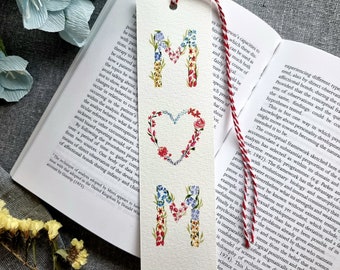 Floral Bookmark for Mother's Day | Handmade watercolour booklover, for mum, daughter, wife, sister