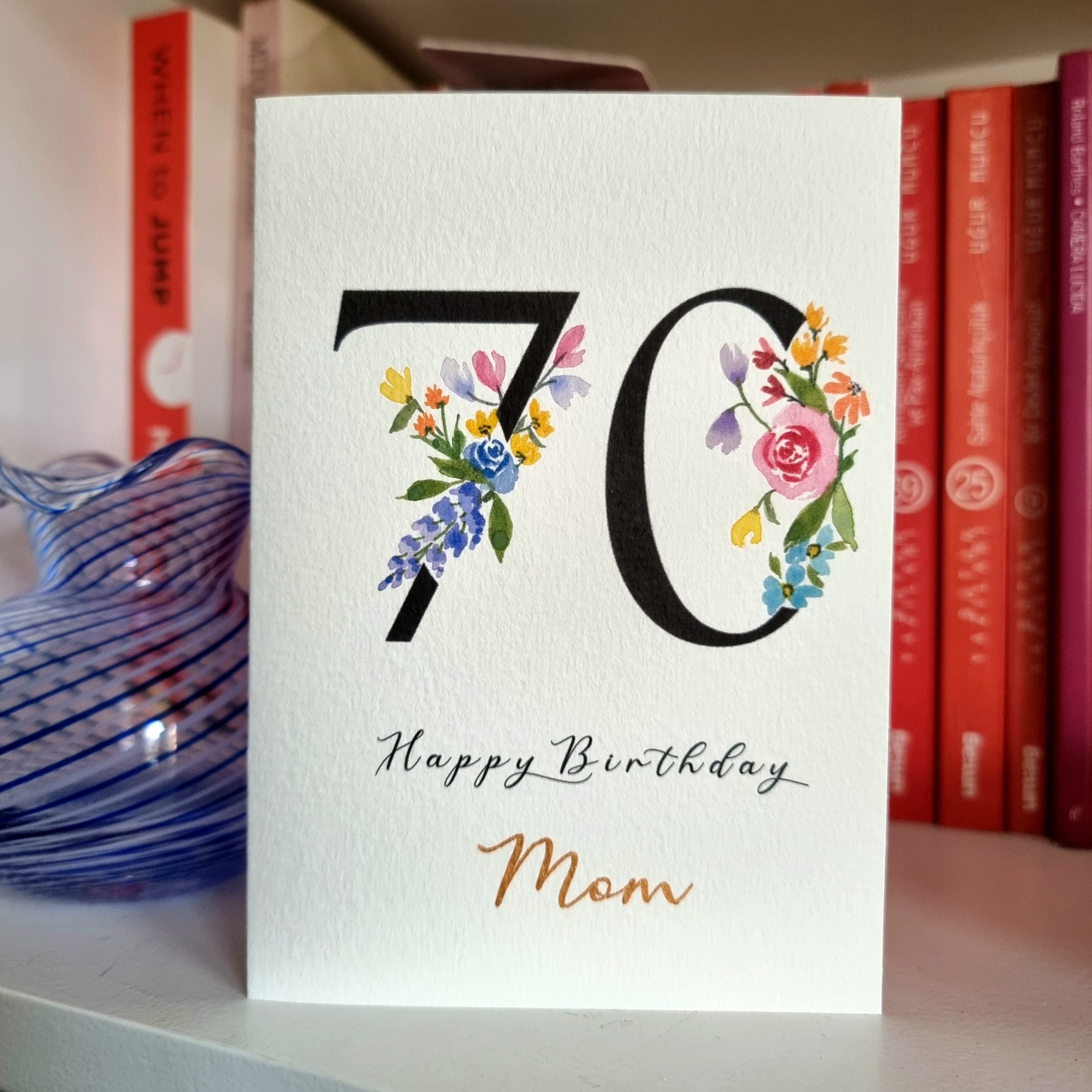 Geburtstagskarte Für Mütter Zum 70. – „To A Wonderful Mum“ – Mit Glitzer & Silberfolie – Inkl. Umschlag