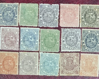 Postzegels SPANJE Fiscale zegels Mobiele postzegel 1888-1903