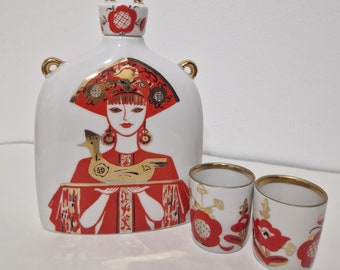 Lomonosov Porcelana Juego de SAKI japonés vintage hecho en la URSS