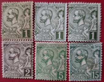 Timbres Monaco - 1920 - Courrier - Série 1920 - 6 timbres / Alberto