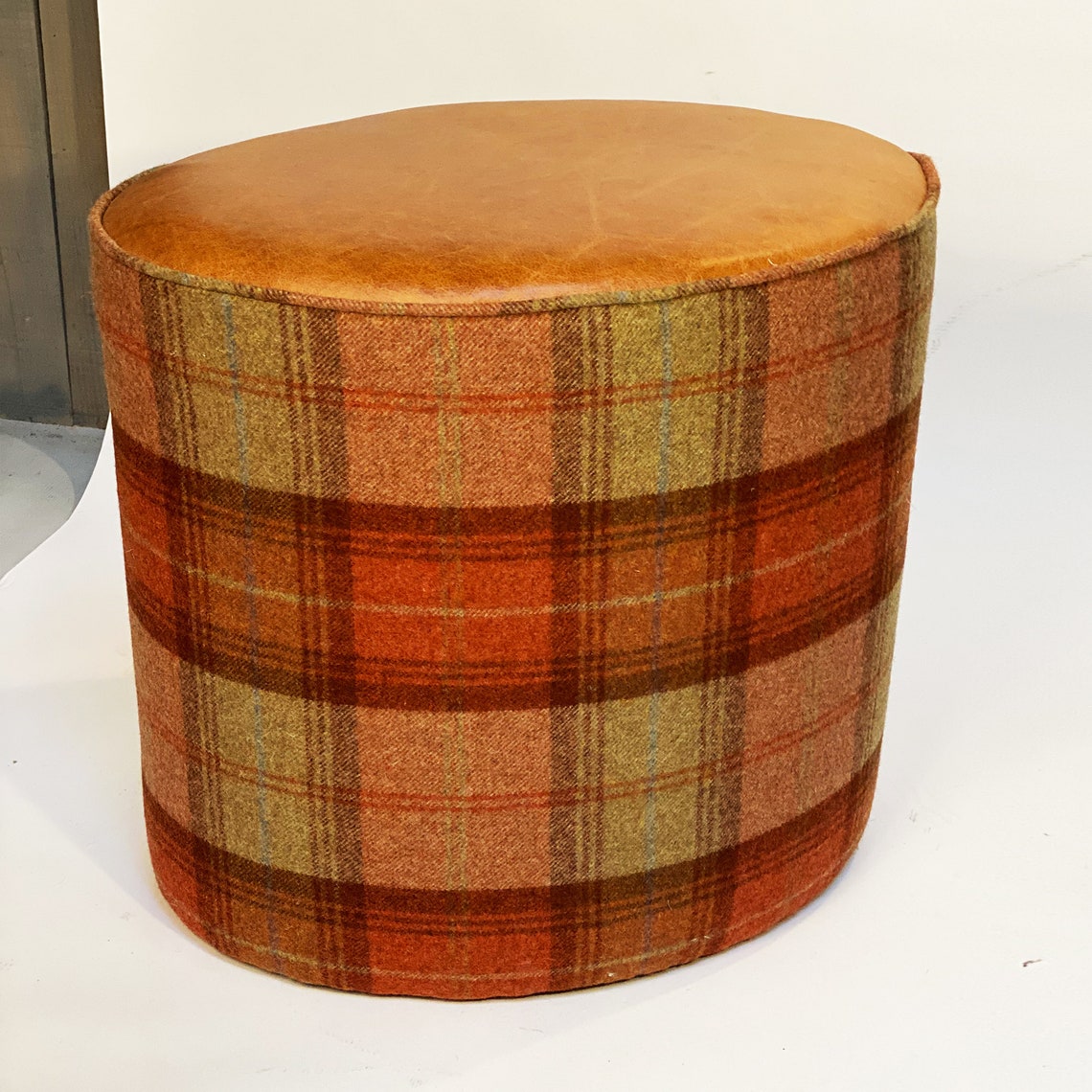 Traditional Oval Footstool Ottoman Stool Seat with Leather Top Etsy