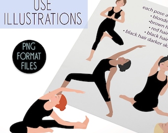 Yoga Pose Illustrations: Commercial Use PNG Clipart (Volume 1)