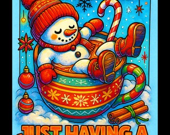 Citations drôles, bonhomme de neige, chocolat chaud de Noël, sublimation, Noël PNG