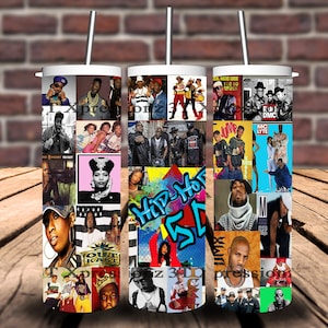 Hip Hop 50-year celebration, 20oz skinny tumbler wrap, sublimation, PNG wrap, 90s Hip Hop Music, 80s Hip Hop