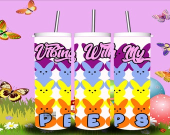 Emballage de gobelet de Pâques Peeps Candy : gobelet skinny 20 oz PNG (téléchargement numérique)