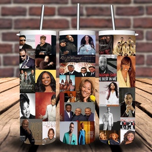 Gospel Greats Tumbler design, 20oz skinny tumbler wrap, sublimation, PNG wrap, Celebrate Gospel Music, Tamala Mann, Church songs