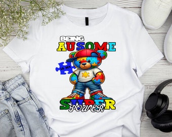 Ours de sensibilisation à l'autisme : Ausome Superpower PNG (téléchargement numérique)