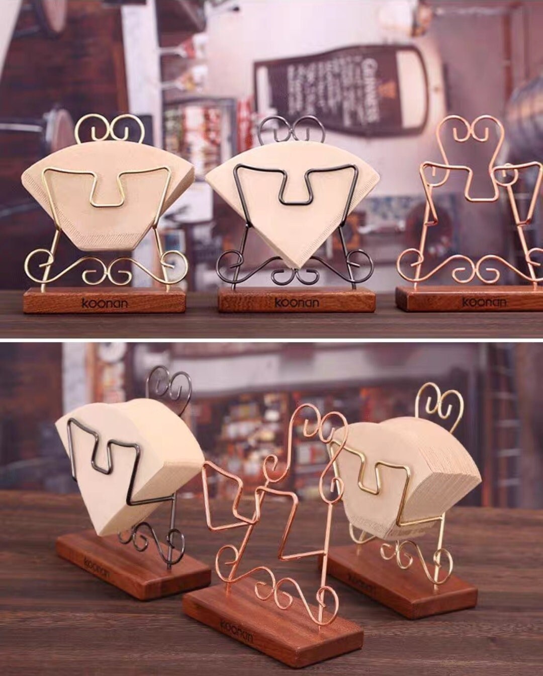 Coffee Filter Holder Stand - Stainless Steel Storage Rack For Cone, Square & Flat-Bottom Filters