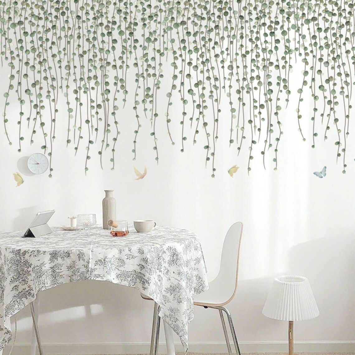 Hanging Leaves Vines Wall Decal Tropical Living Room Wall Etsy