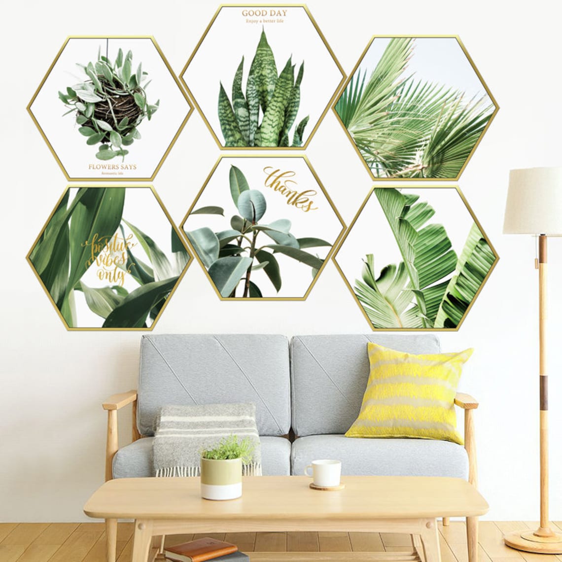 Plants Frames Living Room Wall Decor Creative Leaf Murals Etsy