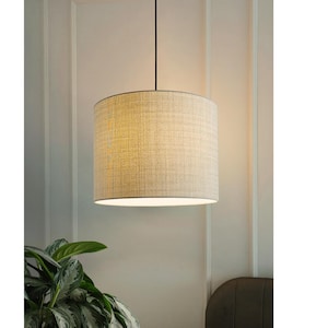 Beige Handmade Lampshade - Recycled Fabric, Mid-Century Lighting
