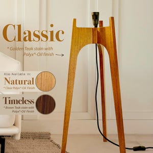 Archie Rocket Floor Lamp Base - Available in Classic Golden Teak Stain & Polyx Oil Finish, Natural Oak in Clear Polyx Oil Finish and Timeless Brown Teak Stain & Polyx Oil Finish