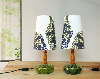 MCM Zing | Vintage Upcycled Mid Century Modern Table Lamp + Handmade Lampshade from Authentic Vintage Fabric for Home Decor