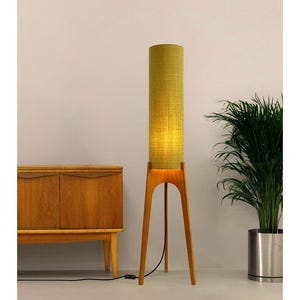 Lemongrass - Recycled Fabric | Archie Rocket Floor Lamp - Mid - Century Modern inspired handmade Floor Lamp by Retro Duo.