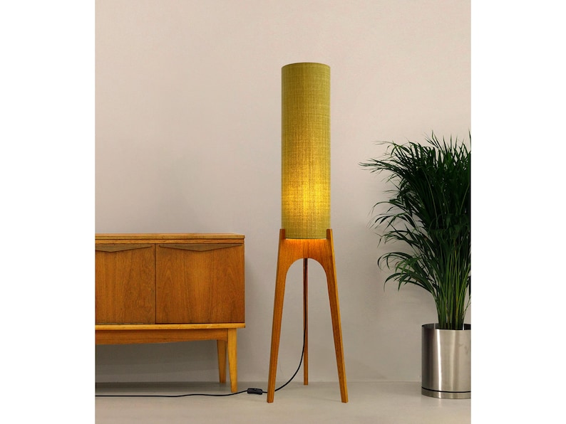 Lemongrass - Recycled Fabric | Archie Rocket Floor Lamp - Mid - Century Modern inspired handmade Floor Lamp by Retro Duo.