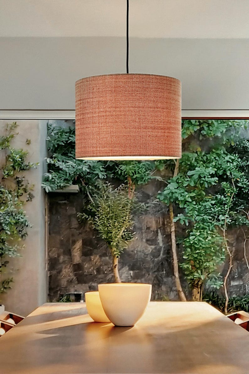 Blush - Handmade Lampshade - Recycled Fabric Shade | Table Lamp | Floor Lamp | Pendant Light | Mid-Century Modern | Retro Lighting