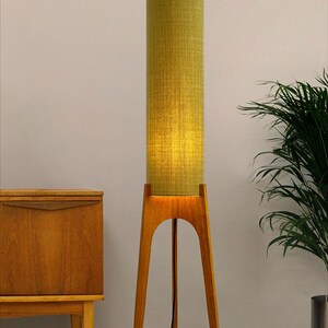 Lemongrass - Recycled Fabric | Archie Rocket Floor Lamp - Mid-Century Modern Inspired, Handmade Floor Lamp by Retro Duo.