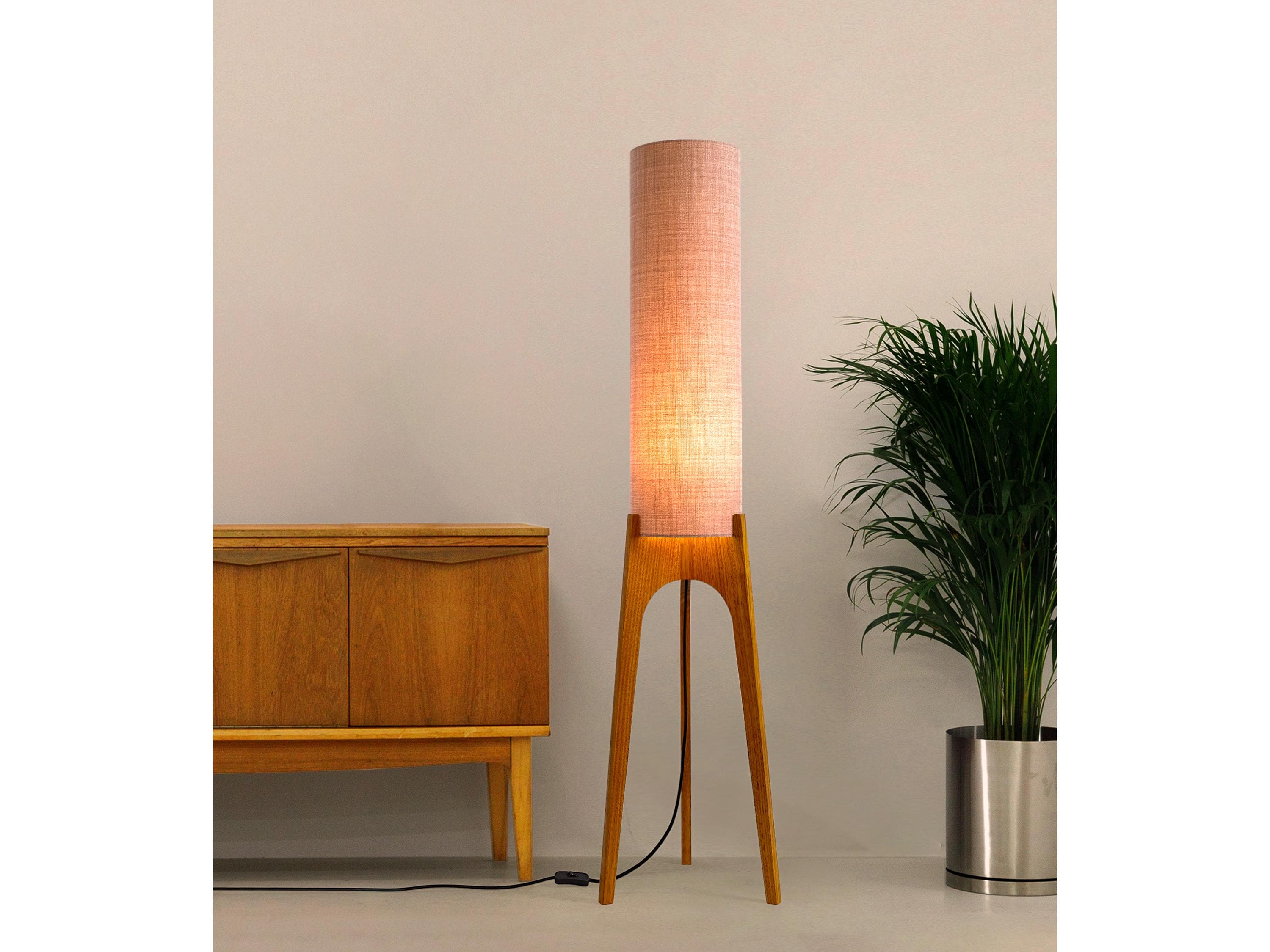 Blush - Mid Century Modern Rocket Lamp - Handmade Lampshade in