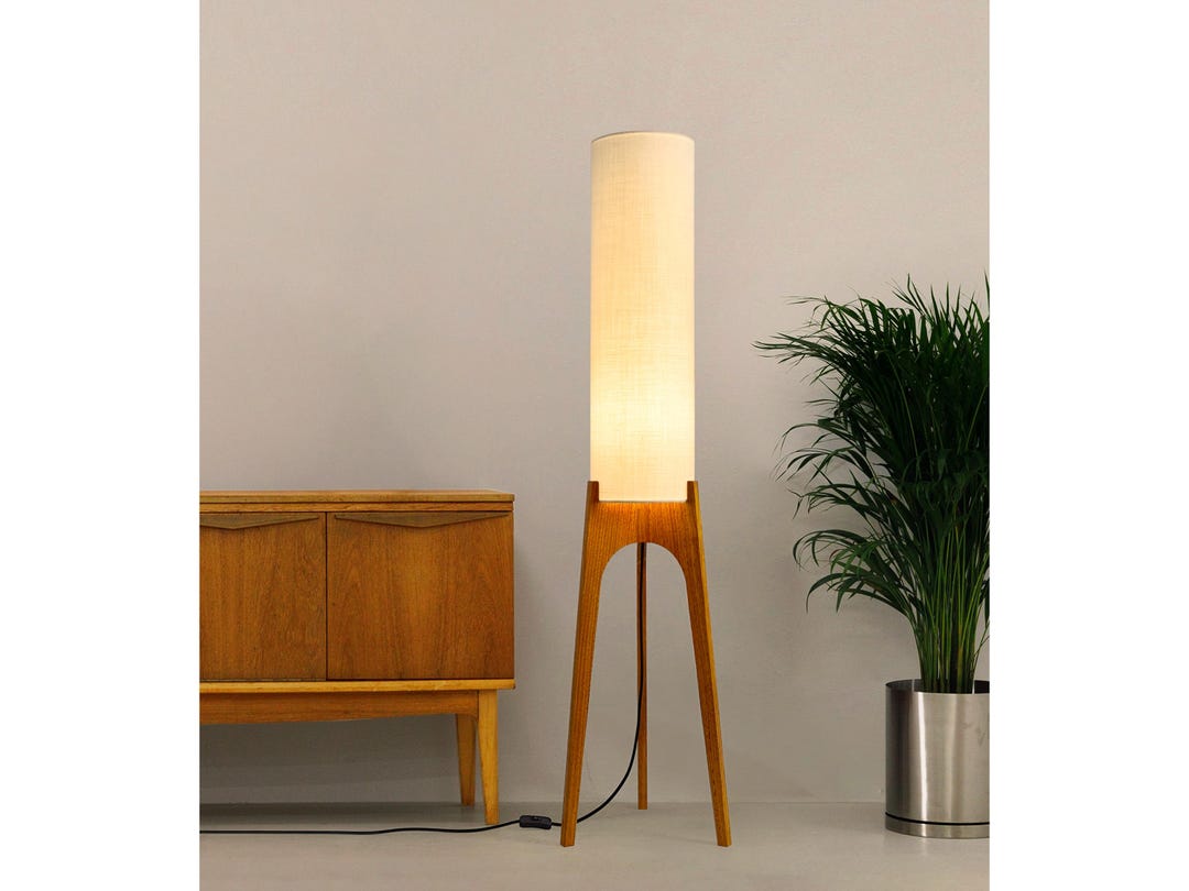 Archie Rocket Floor Lamp in Cotton - Mid Century Modern Lamp ...