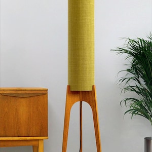 Lemongrass - Recycled Fabric | Archie Rocket Floor Lamp - Mid-Century Modern Inspired, Handmade Floor Lamp by Retro Duo.