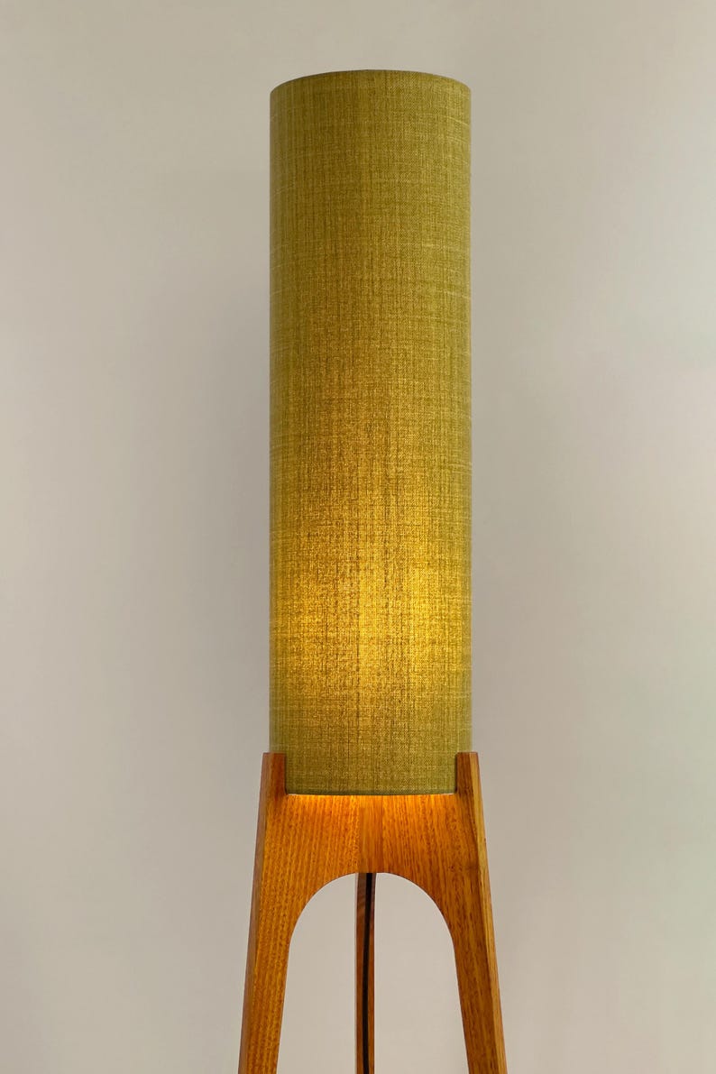 Lemongrass - Recycled Fabric | Archie Rocket Floor Lamp - Mid-Century Modern Inspired, Handmade Floor Lamp by Retro Duo.